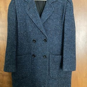 Herringbone Tweed 3/4 Coat. Vintage. Med